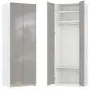 Шкаф распашной Лион серый глянец 80х232,2х54,5 с 3 полками и  штангой  ЛДСП белый